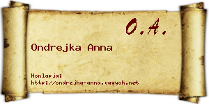 Ondrejka Anna névjegykártya